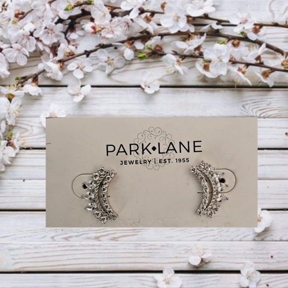 NWT/Park Lane Silver Sparkling Crescent Earrings - Picture 1 of 2